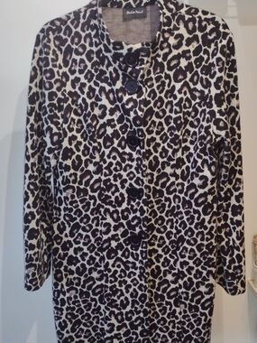Vintage Studio Works Black and Cream Leopard Print Button Front Jacket (Size L)
